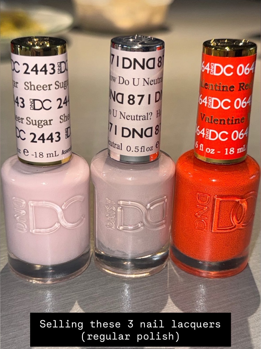 DND Nail Lacquer Trio - Sheer Sugar, How Do U Neutral?, Valentine Red